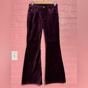 Wrangler Purple Velvet Bell Bottoms Retro Bailey Trumpet Flare Pants Size 30